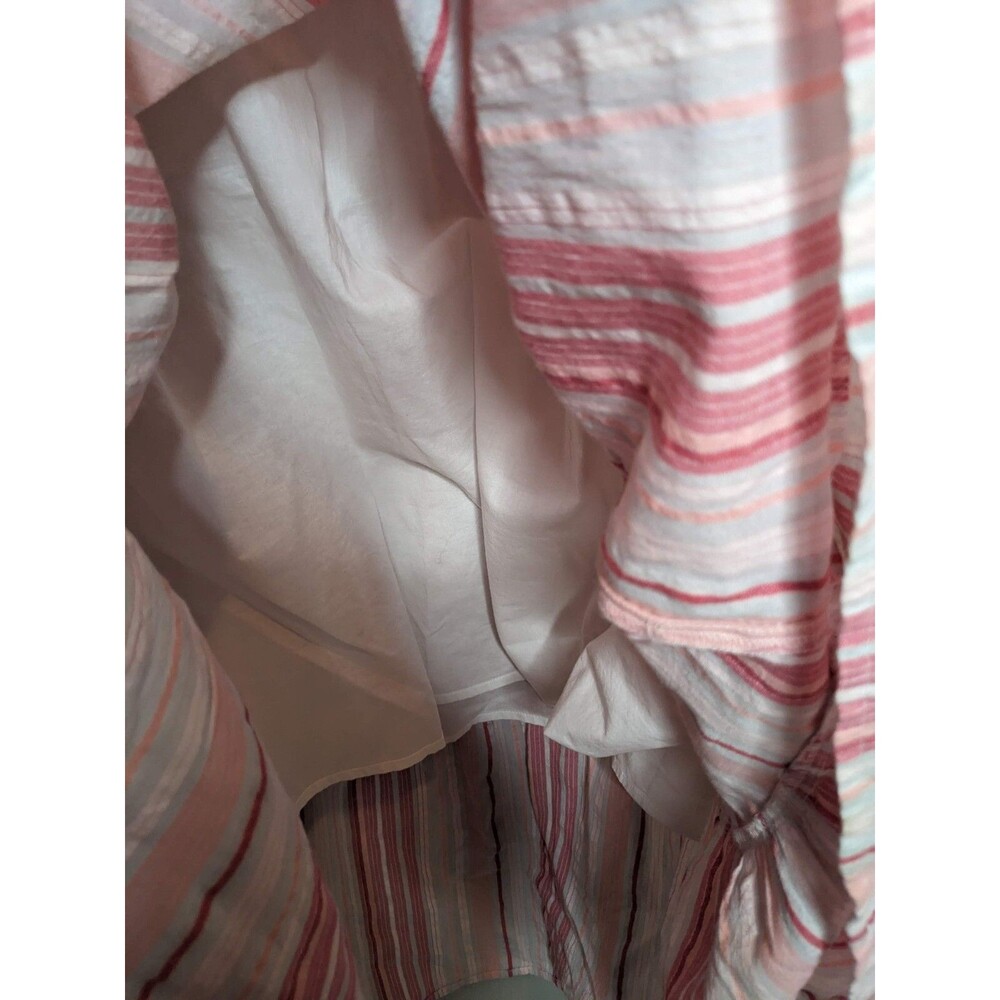 J. Jill Womens Large Pink White Stripe Cotton Lined V-Neck Maxi Dress Pockets - Picture 5 of 7